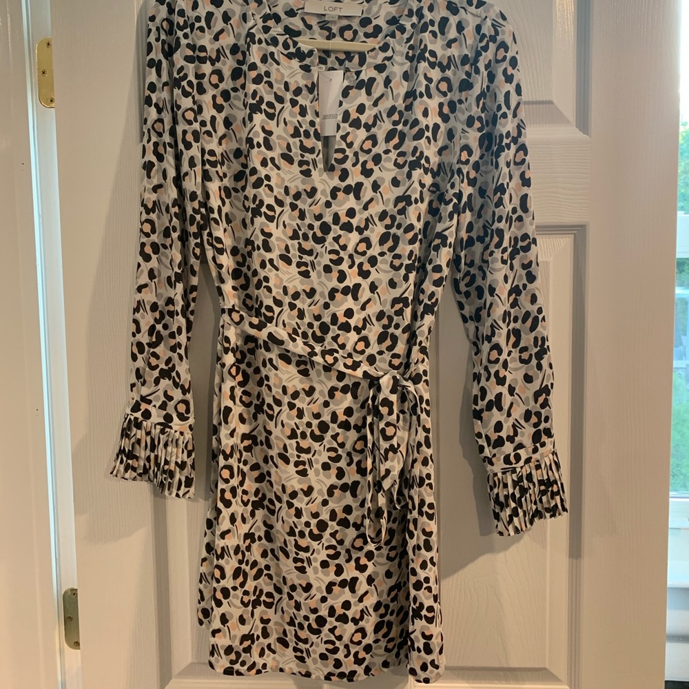 LOFT cheetah print long sleeve dress